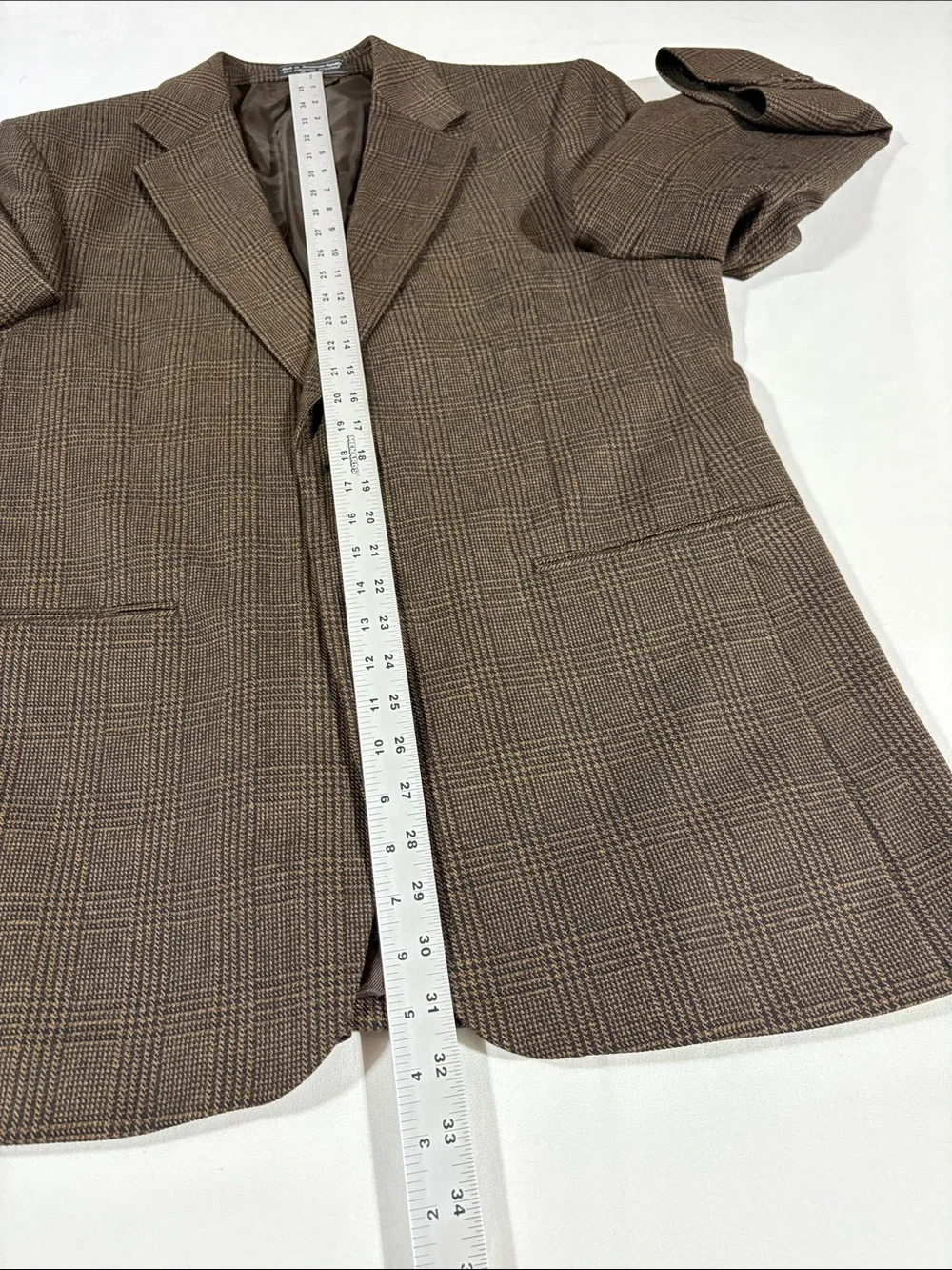 Stanley Blacker Men’s Brown Plaid Tweed Blazer Classic 2 Button Sport Coat 42R